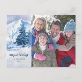 Waterverf Winterlandschap kerstfotokaart Briefkaart