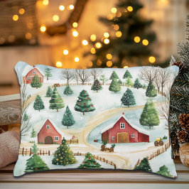 Waterverf winterlandschap met brandbomen accent kussen