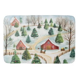 Waterverf winterlandschap met brandbomen badmat