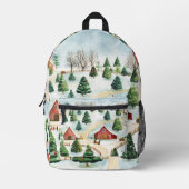 Waterverf winterlandschap met brandbomen bedrukte rugzak (Voorkant)