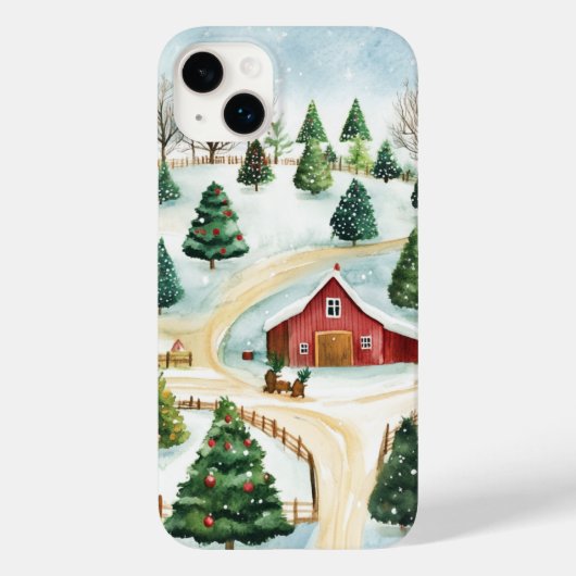 Waterverf winterlandschap met brandbomen Case-Mate iPhone case (Achterkant)