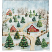 Waterverf winterlandschap met brandbomen douchegordijn (Voorkant)