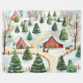 Waterverf winterlandschap met brandbomen fleece deken (Voorkant (Horizontaal))