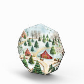 Waterverf winterlandschap met brandbomen fotoblokken (Rechts)