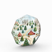 Waterverf winterlandschap met brandbomen fotoblokken (Links)