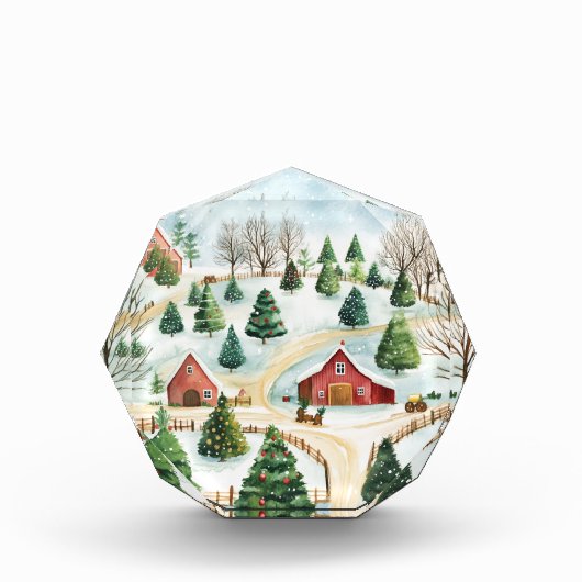 Waterverf winterlandschap met brandbomen fotoblokken (Voorkant)