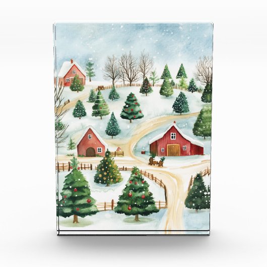 Waterverf winterlandschap met brandbomen fotoblokken (Voorkant)