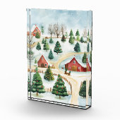 Waterverf winterlandschap met brandbomen fotoblokken (Rechts)