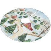 Waterverf winterlandschap met brandbomen kerstboom rok (Gekanteld)