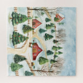 Waterverf winterlandschap met brandbomen legpuzzel (Horizontaal)