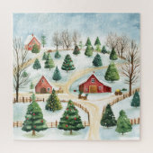 Waterverf winterlandschap met brandbomen legpuzzel (Verticaal)