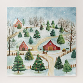 Waterverf winterlandschap met brandbomen legpuzzel
