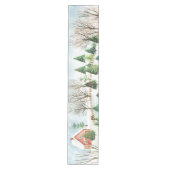 Waterverf winterlandschap met brandbomen medium tafelloper (Voorkant)