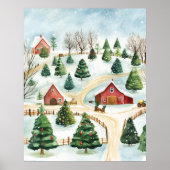 Waterverf winterlandschap met brandbomen poster (Voorkant)