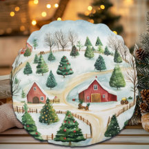 Waterverf winterlandschap met brandbomen