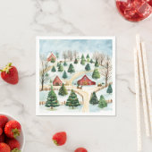 Waterverf winterlandschap met brandbomen servet (Insitu)