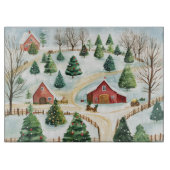 Waterverf winterlandschap met brandbomen snijplank (Voorkant)