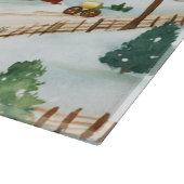 Waterverf winterlandschap met brandbomen snijplank (Hoek)