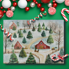 Waterverf winterlandschap met brandbomen snijplank