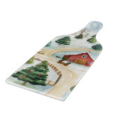 Waterverf winterlandschap met brandbomen snijplank (Hoek)