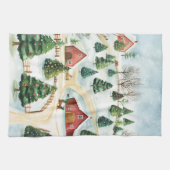 Waterverf winterlandschap met brandbomen theedoek (Horizontaal)