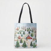 Waterverf winterlandschap met brandbomen tote bag (Voorkant)