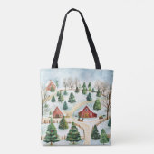 Waterverf winterlandschap met brandbomen tote bag (Achterkant)