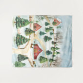 Waterverf winterlandschap met brandbomen wandkleed (Voorkant (horizontaal))