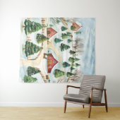 Waterverf winterlandschap met brandbomen wandkleed (In Situ (horizontaal))