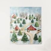 Waterverf winterlandschap met brandbomen wandkleed (Voorkant)