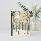 Waterverf winterlandschap minimalistisch nieuwjaar briefkaart (Staand voorkant)