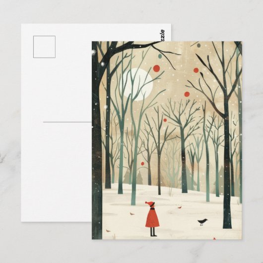 Waterverf winterlandschap minimalistisch nieuwjaar briefkaart (Voorkant / Achterkant)