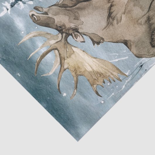 Waterverf winterlandschap Moose Tissuepapier (Detail)