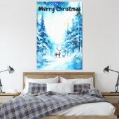 Waterverf Winterlandschap Noordpool Kerst Canvas Afdruk (Insitu (Slaapkamer))