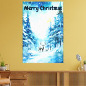 Waterverf Winterlandschap Noordpool Kerst Canvas Afdruk (Insitu (Woonkamer))