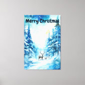 Waterverf Winterlandschap Noordpool Kerst Canvas Afdruk (Voorkant)