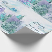 Waterverf winterlandschap Prettige feestdagen Cadeaupapier (Hoek)
