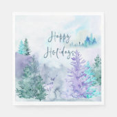 Waterverf winterlandschap Prettige feestdagen Servet (Voorkant)