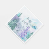 Waterverf winterlandschap Prettige feestdagen Servet (Hoek)