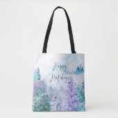 Waterverf winterlandschap Prettige feestdagen Tote Bag (Voorkant)