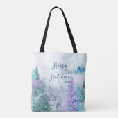 Waterverf winterlandschap Prettige feestdagen Tote Bag (Achterkant)