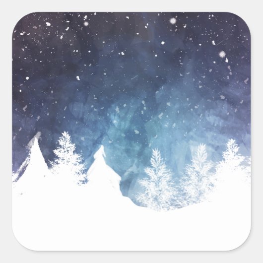 Waterverf Winterlandschap Vakantie | STICKER (Voorkant)