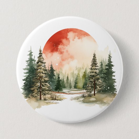 Waterverf Winterlandschappen Vol.6 Ronde Button 7,6 Cm (Voorkant)