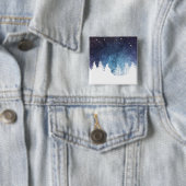 Waterverf Winterlandschapsfeestdag | Pin-Button Vierkante Button 5,1 Cm (In situ)