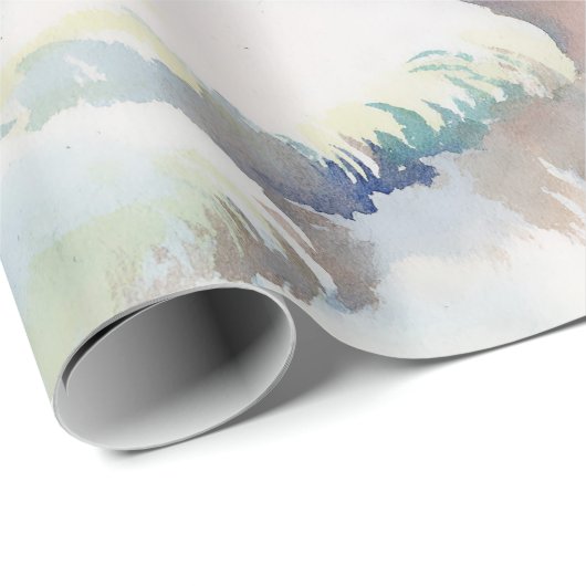 Waterverf winterlandschapsillustratie cadeaupapier (Rol Hoek)