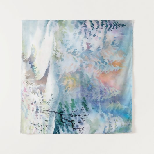 Waterverf winterlandschapsillustratie wandkleed (Voorkant (horizontaal))