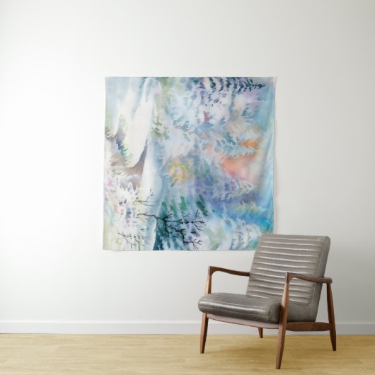 Waterverf winterlandschapsillustratie wandkleed (In Situ (horizontaal))