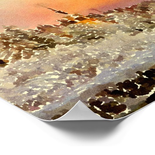 Waterverf winterlandschapsschilderij poster (Hoek)