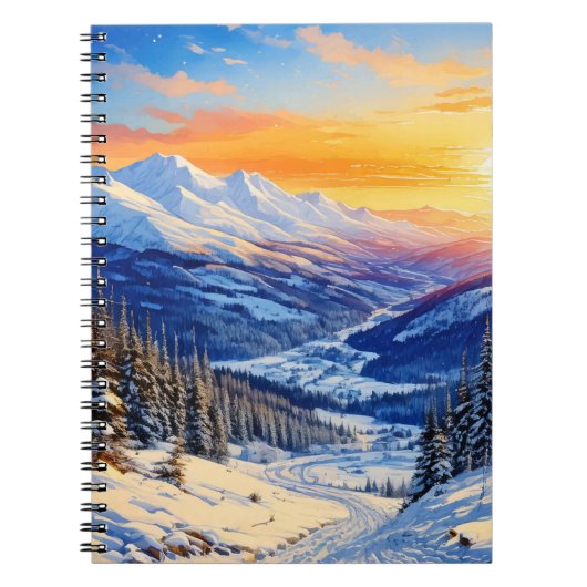 waterverf winterochtendspiraal notitieboek (Voorkant)