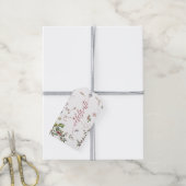 Waterverf Winterolijven en roze bessen Cadeaulabel (Met Touw)